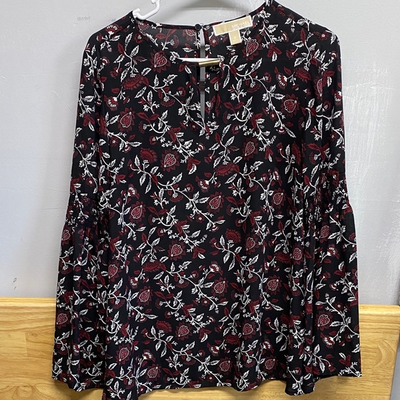 Michael Kors Tops - Michael Kors Black and Red Floral Blouse